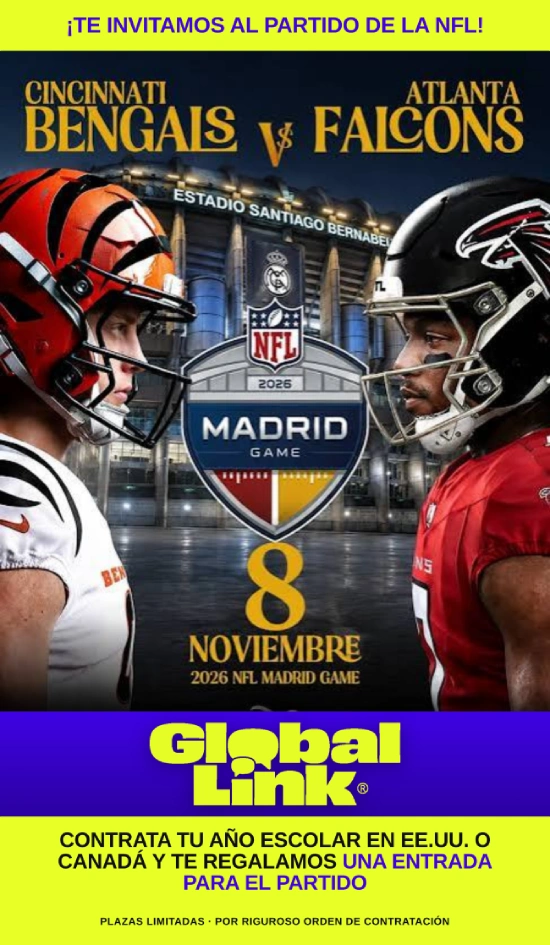 Invitación de Global Link al partido Cincinnati Bengals contra Atlanta Falcons en Madrid, 8 de noviembre de 2026